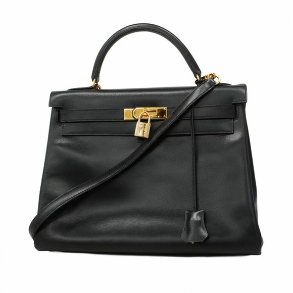 Hermes Hermès Kelly 32 Handbag, Box Calf Leather, Black, B Stamp, Women's, P1... - Picture 1 of 16
